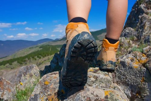 Hiking boots on trail